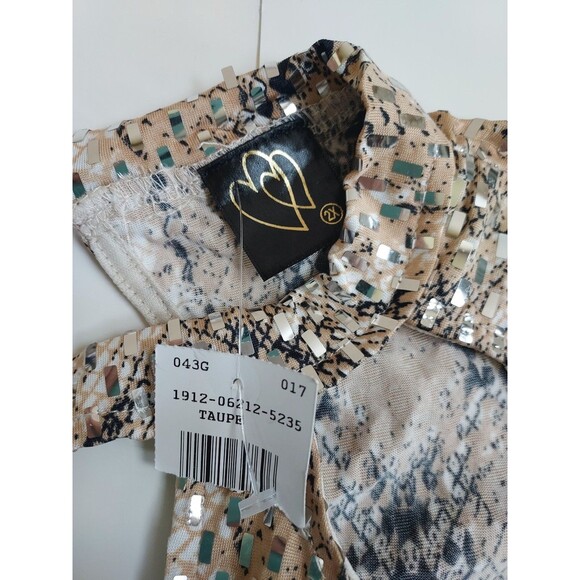 NWT Plus Ladies Rainbow Animal Print Foiled Cutout Taupe Bodysuit Size 2X - Picture 5 of 9